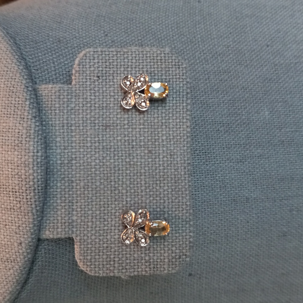 Natural Yellow Beryl & Diamond Earrings in 14K SOLID STAMPED WG